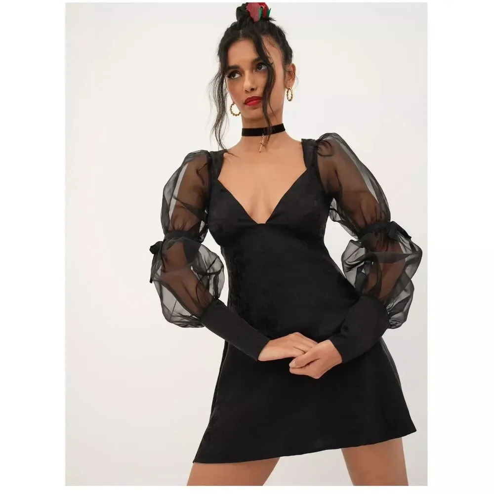 For Love & Lemons Gabrielle Puff Sleeve Mini Dress - Picture 2 of 15
